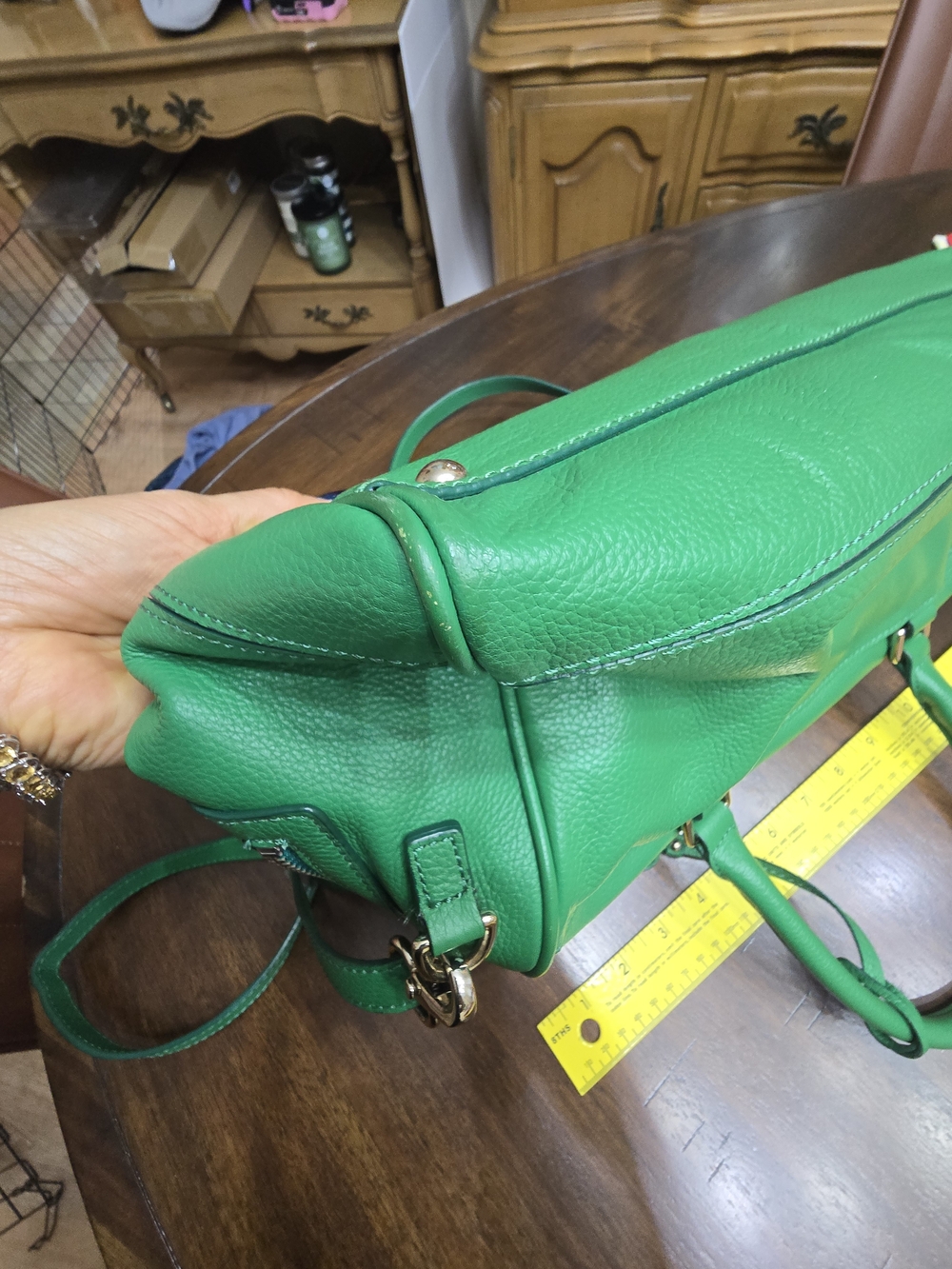 Green Leather Satchel Handbag - Unbranded - Picture 10 of 16
